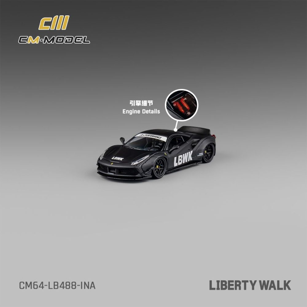 LBWK Ferrari 488 Matte Black - CM64-LB488-INA