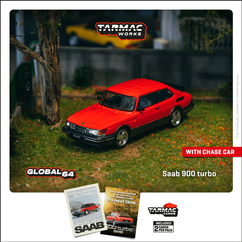 Saab 900 Turbo Red with Trading Card - T64G-056-RE