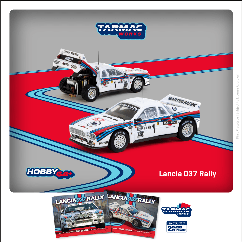 Lancia 037 Rally Rally Monte Carlo 1983 Winner W. Rohrl / C. Geistdorfer with Trading Card - T64P-TL002-83RMC01