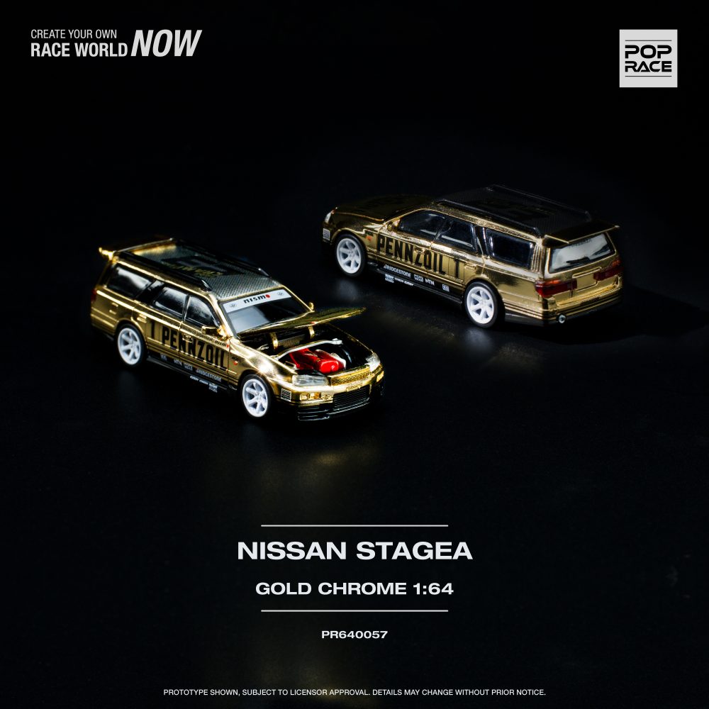 Nissan Stagea R34 Pennzoil Gold Chrome - PR64-0057