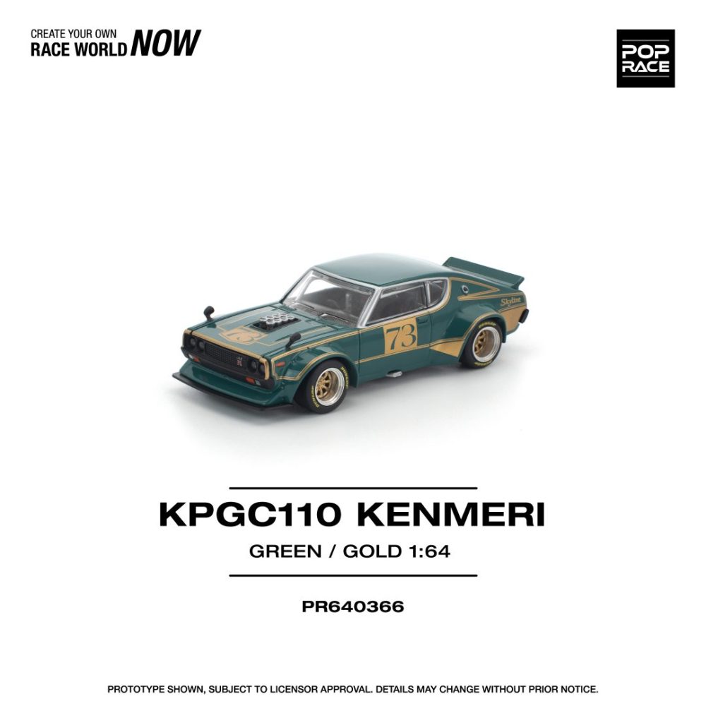 (Pre-Order) Nissan Skyline KPGC110 Kenmari Racing #73 Green/Gold