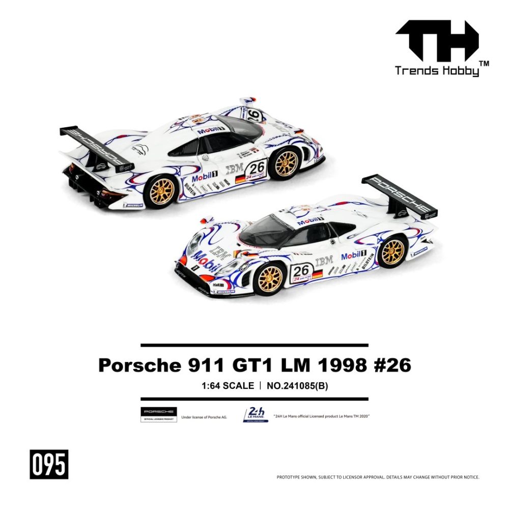 Porsche 911 GT1 LM 1988 Opening Front & Rear Hood White Mobil Winner - 241085B