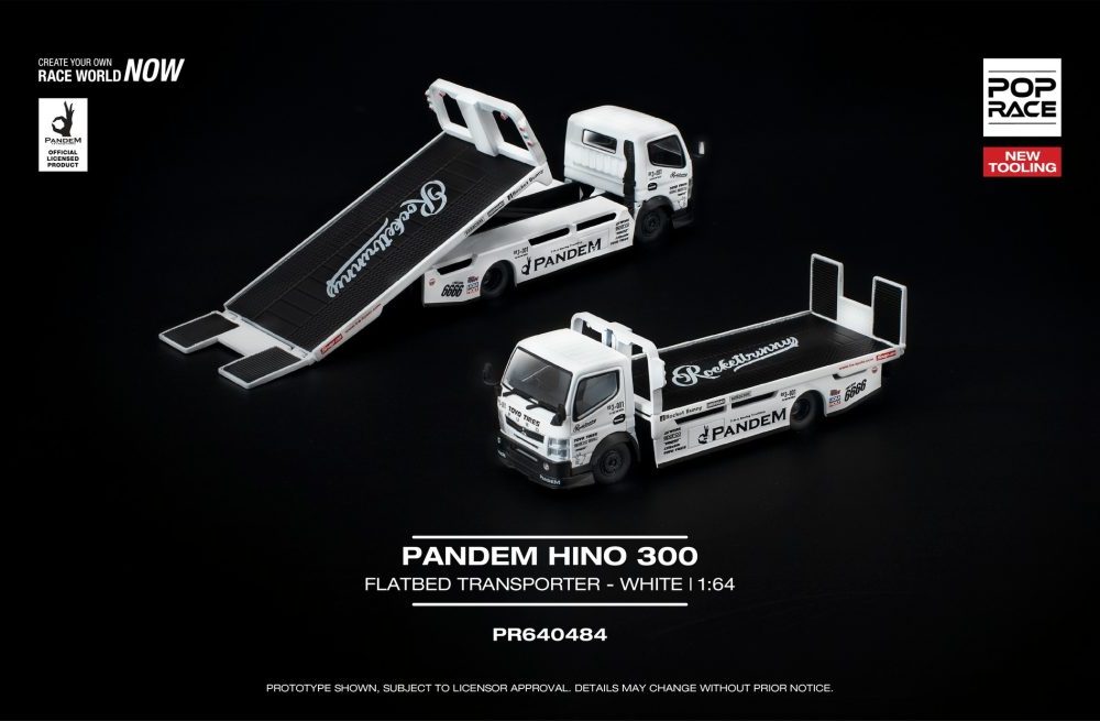 (Pre-Order) Pandem Hino 300 Flatbed Transporter White