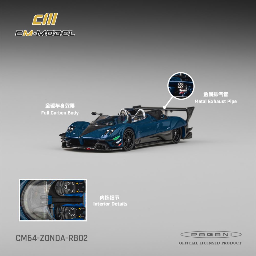 (Pre-Order) Pagani Zonda Revolution Barchetta Blue Full Carbon