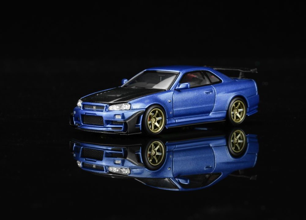 (Pre-Order) Nissan Skyline GT-R (R34) Customized with GT Aero Kit Bayside Blue