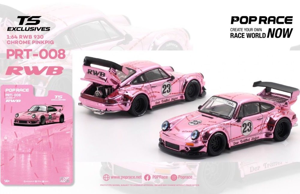 (Pre-Order) RWB Porsche 930 Chrome "PINK PIG"