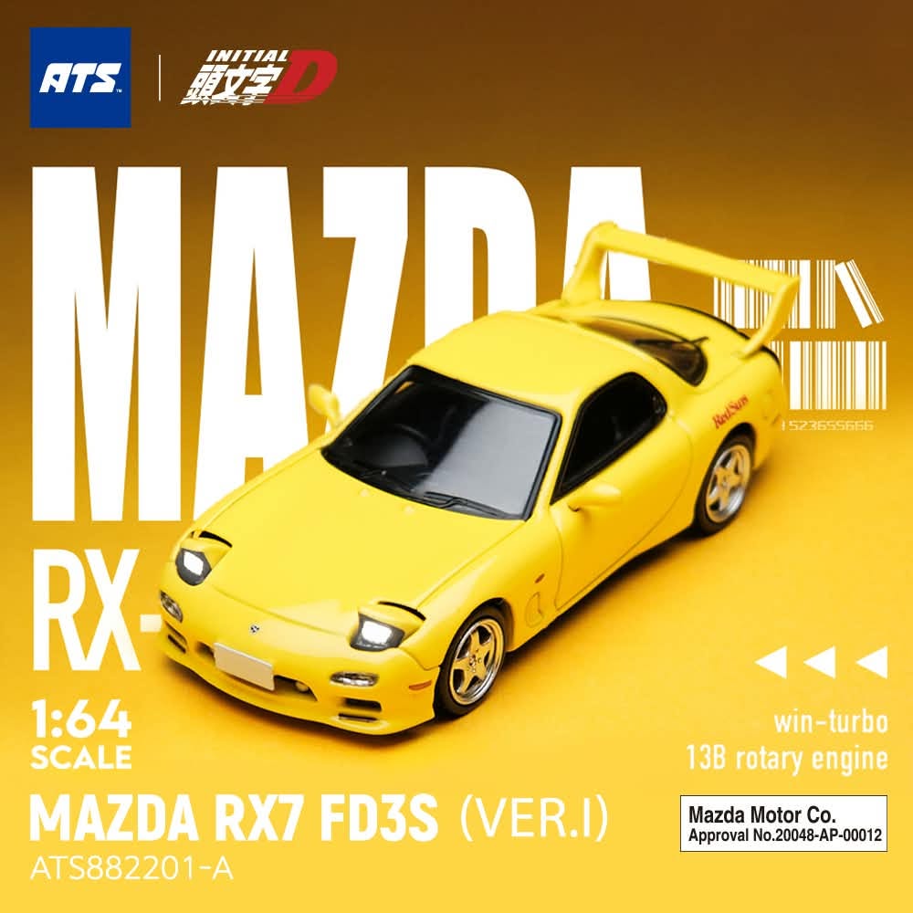 (Pre-Order) Mazda RX-7 FD3S (Initial D) Ver.I Yellow Color Retractable-Headlight
